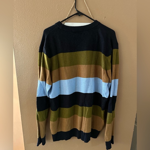 Scotch and Soda Striped Crewneck Sweater - Navy/Olive/Tan - Sz XL - EUC - Picture 2 of 3